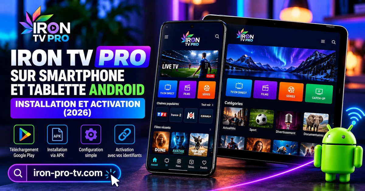 Iron TV Pro sur smartphone et tablette Android : installation et activation (2026)